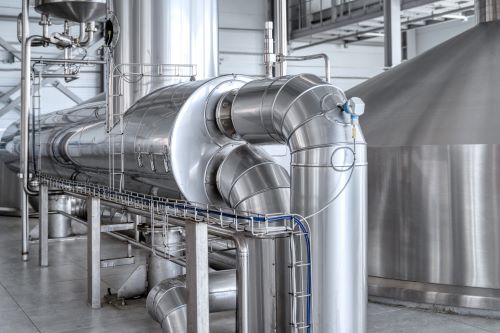 stainless steel equipment in a food processing facility