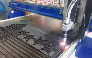 A plasma cutter in action